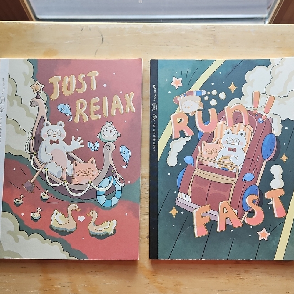 Cute Animal Themed Notebooks - Relax and Run Fast